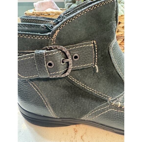 Earth Origins Dayton 10M Green Boots Suede Leather Zip Buckle Detail Preowned - Picture 9 of 15